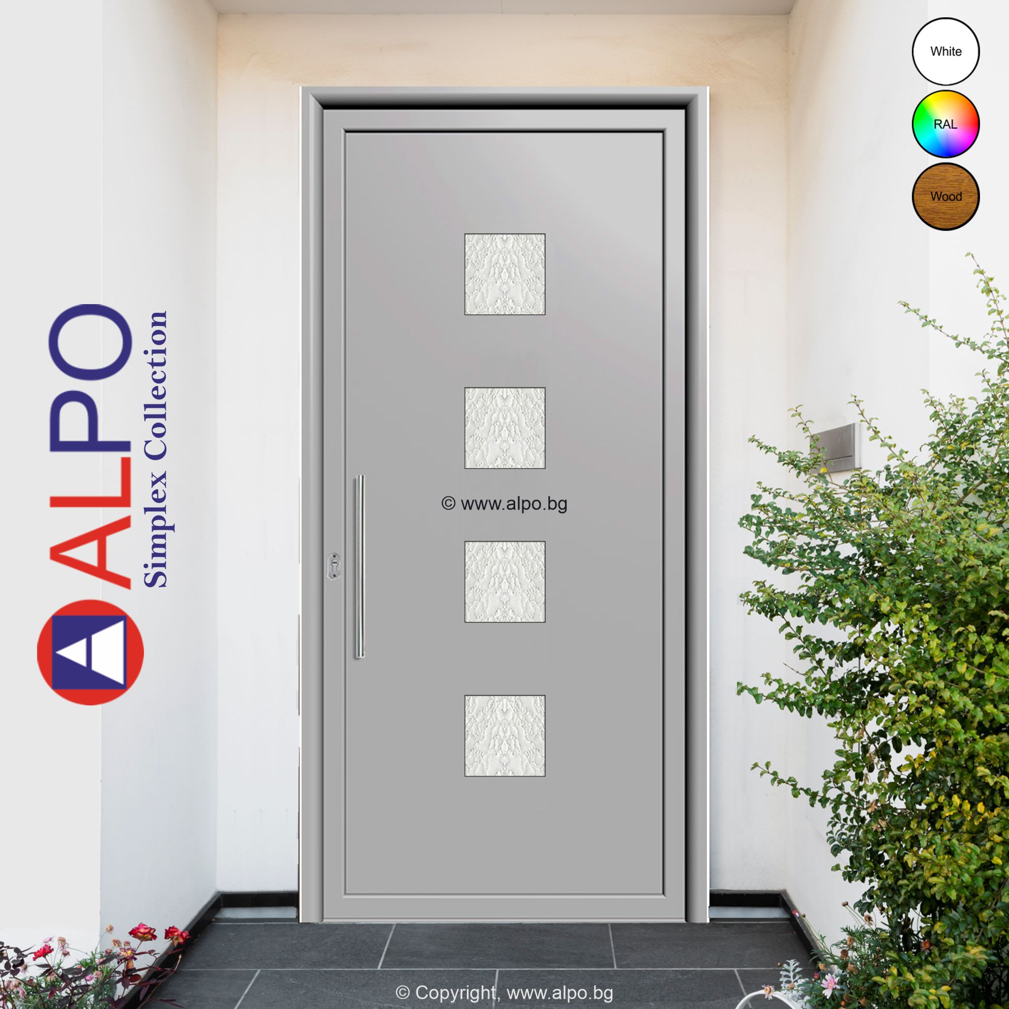 Пано за врата с четири стъклопакета Делта ALPO 8062