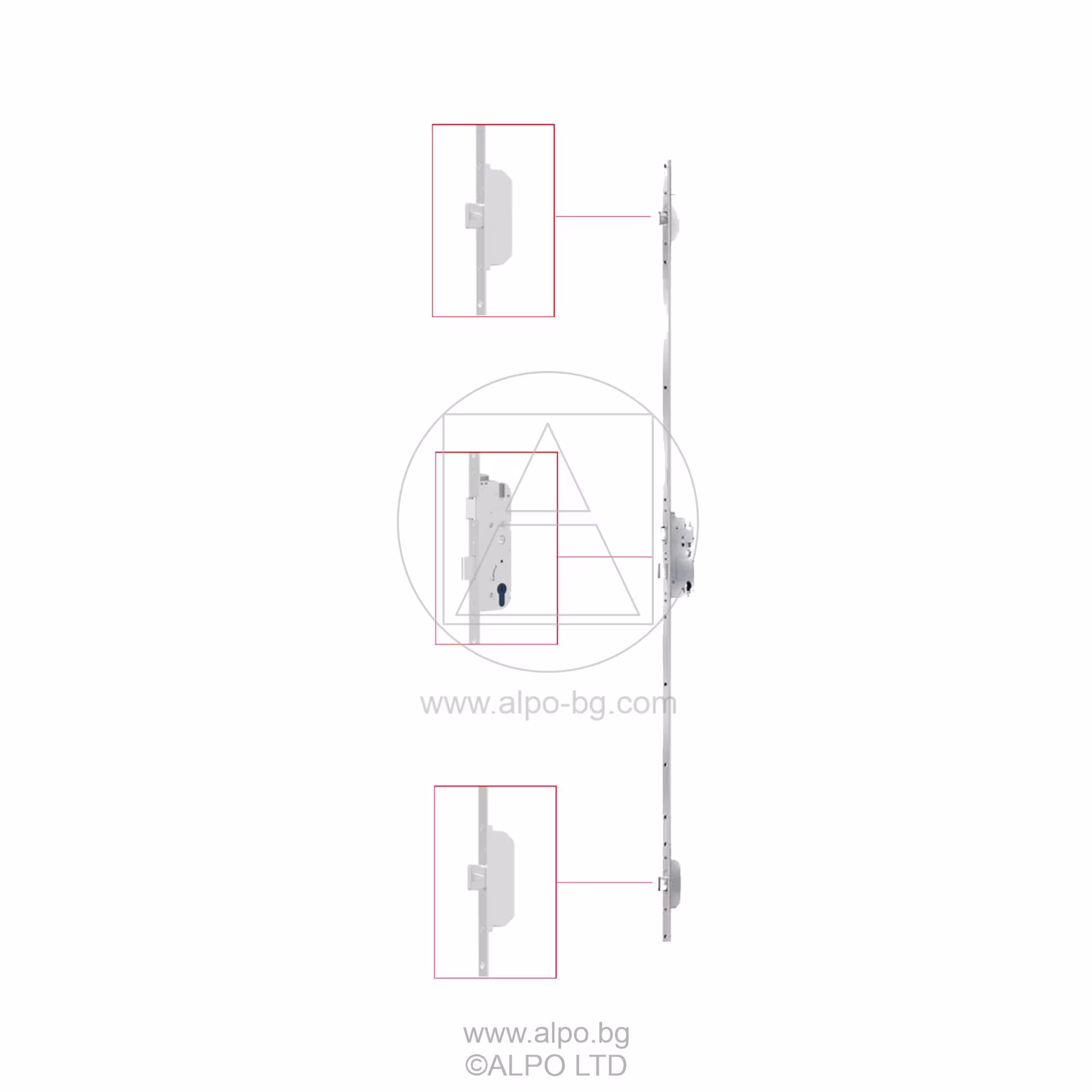 Многоточкова брава за врата с 3 точки на заключване - 2MR